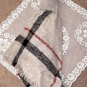 Plaid Turtleneck Poncho